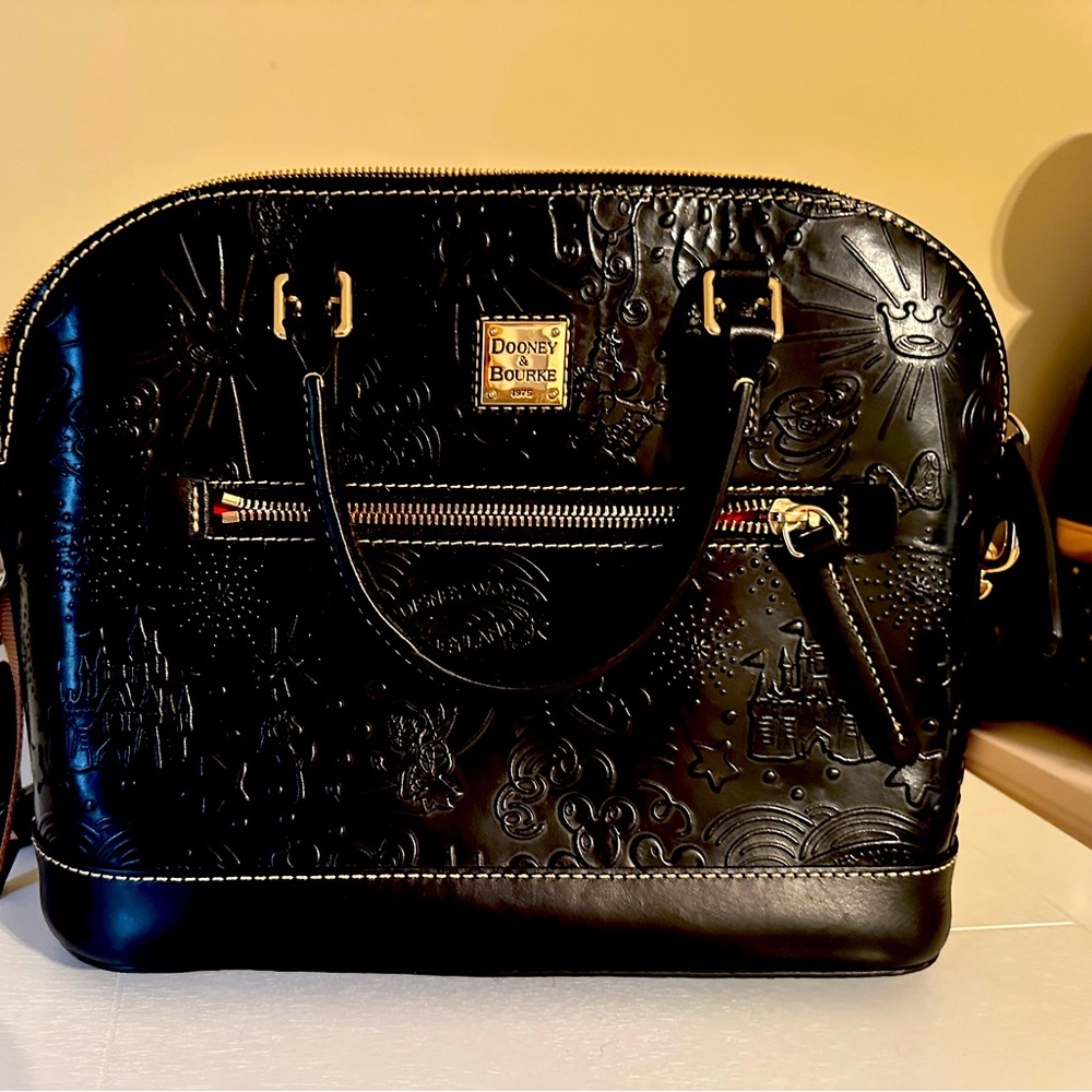 Dooney and Bourke Disney black embossed sketch satchel